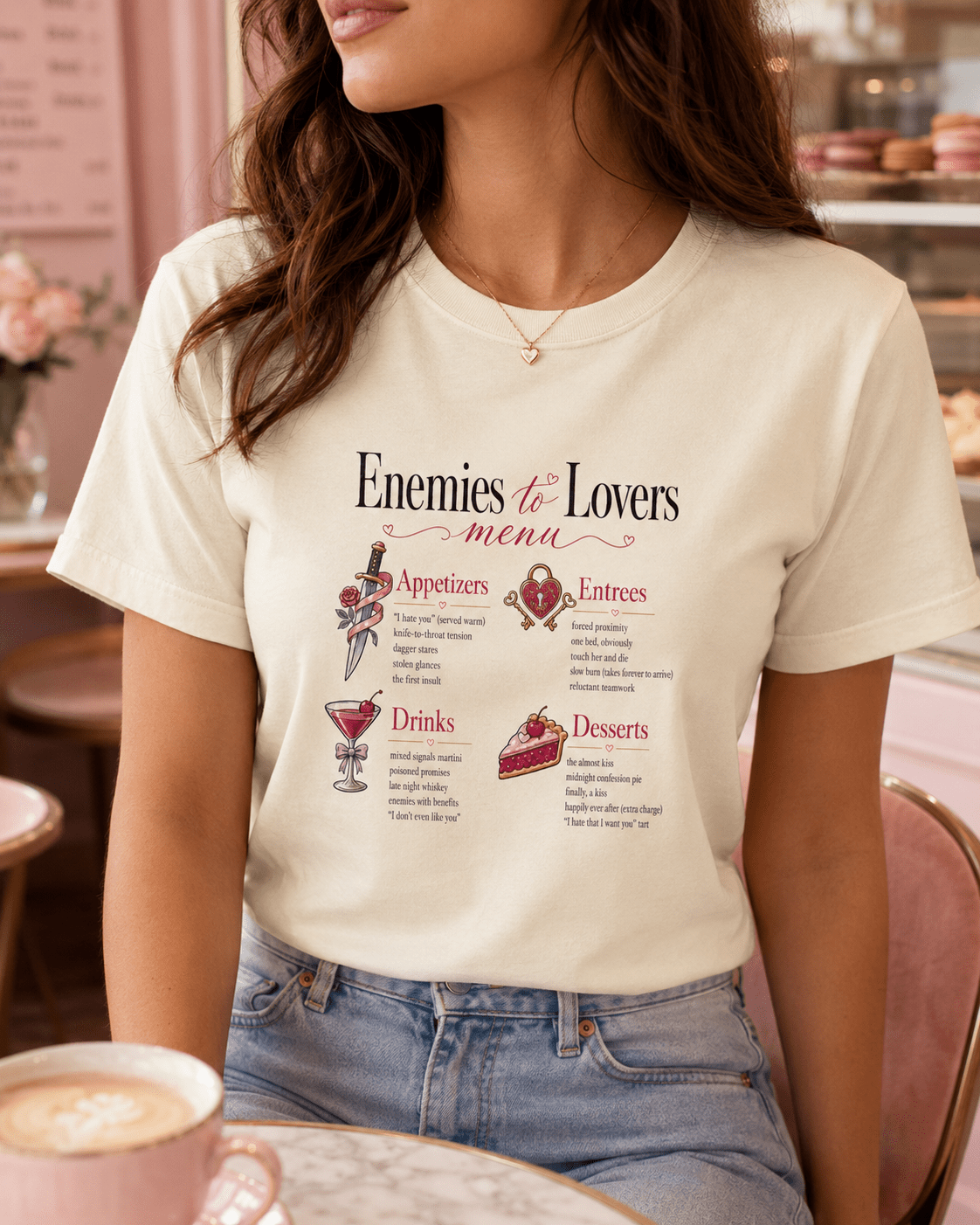 Enemies to Lovers Menu Bookish Graphic Tee - T - SHIRT - TheSpinedLife