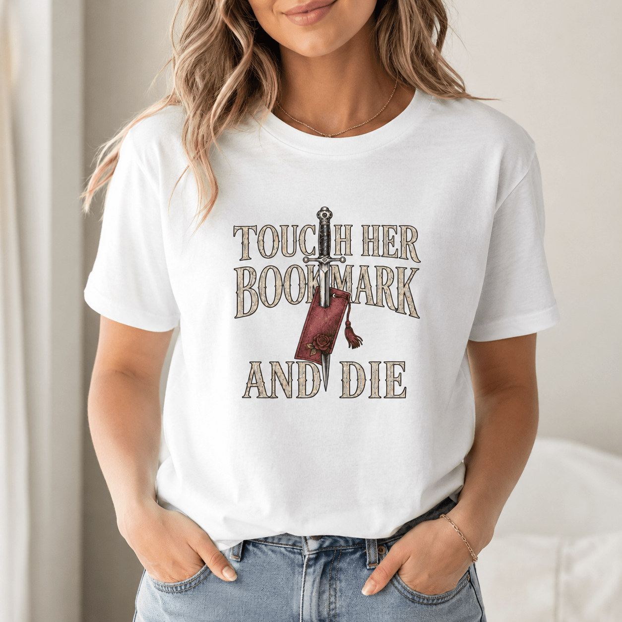 Touch Her Bookmark and Die Graphic Tee - T - SHIRT - TheSpinedLife