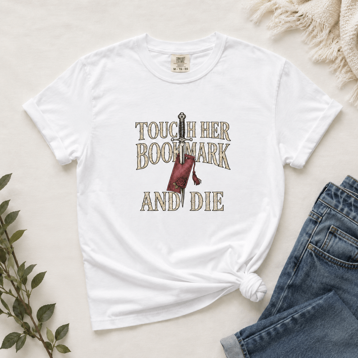 Touch Her Bookmark and Die Graphic Tee - T - SHIRT - TheSpinedLife