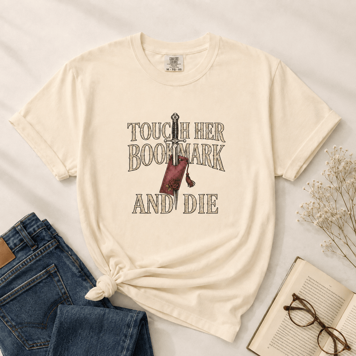 Touch Her Bookmark and Die Graphic Tee - T - SHIRT - TheSpinedLife