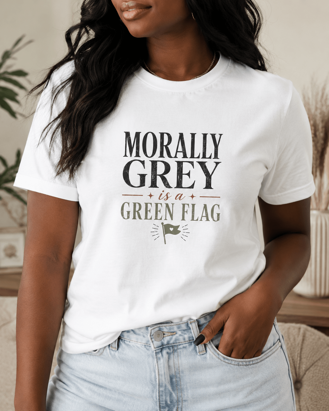 Morally Grey Is a Green Flag Graphic Tee - T - SHIRT - TheSpinedLife