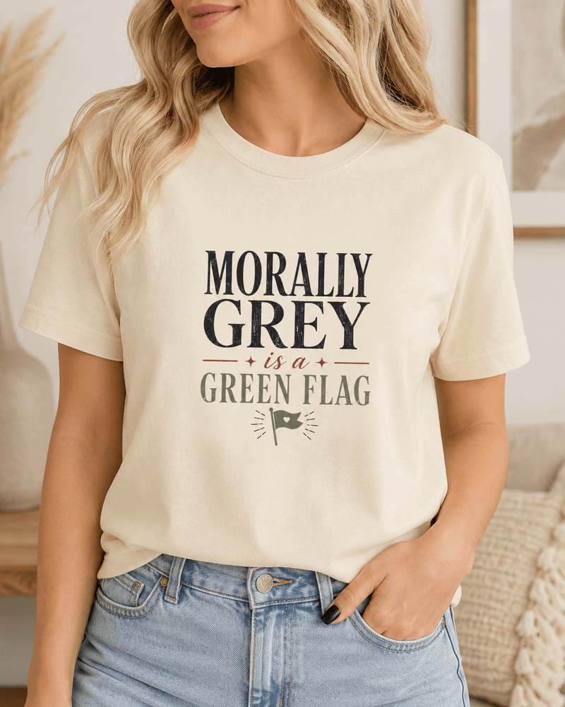 Morally Grey Is a Green Flag Graphic Tee - T - SHIRT - TheSpinedLife