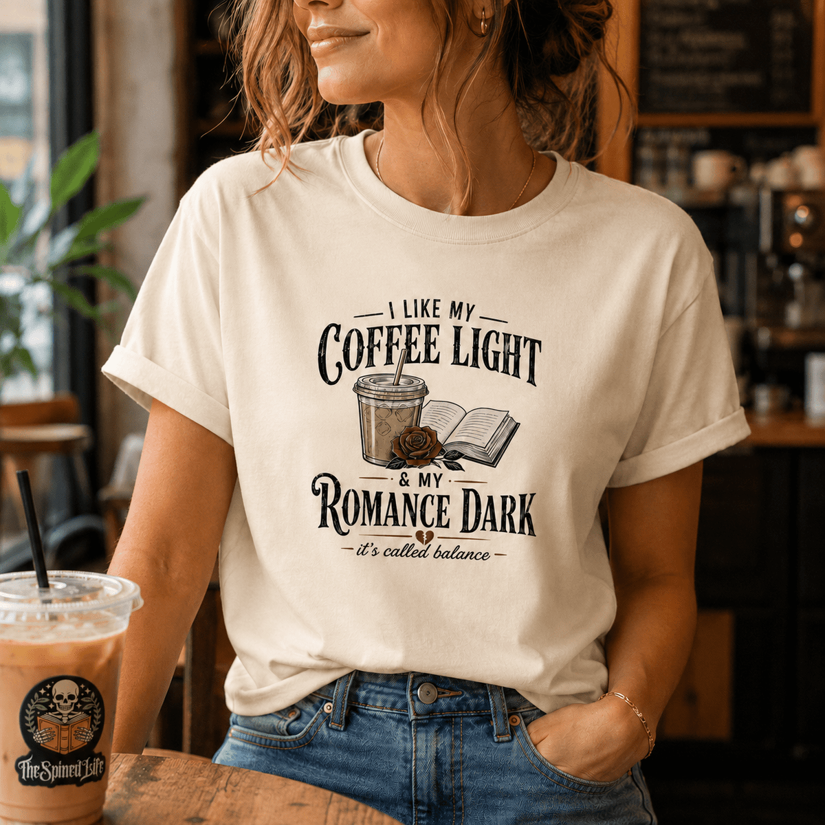 Coffee Light Romance Dark Graphic Tee - T - SHIRT - TheSpinedLife