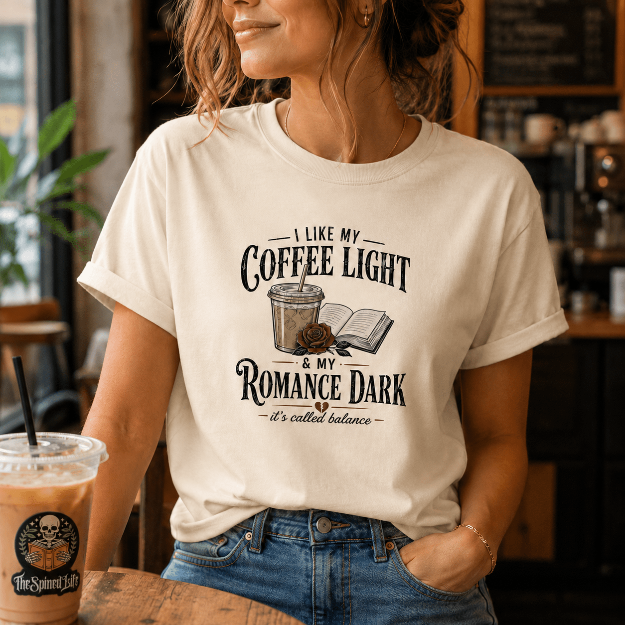 Coffee Light Romance Dark Graphic Tee - T - SHIRT - TheSpinedLife