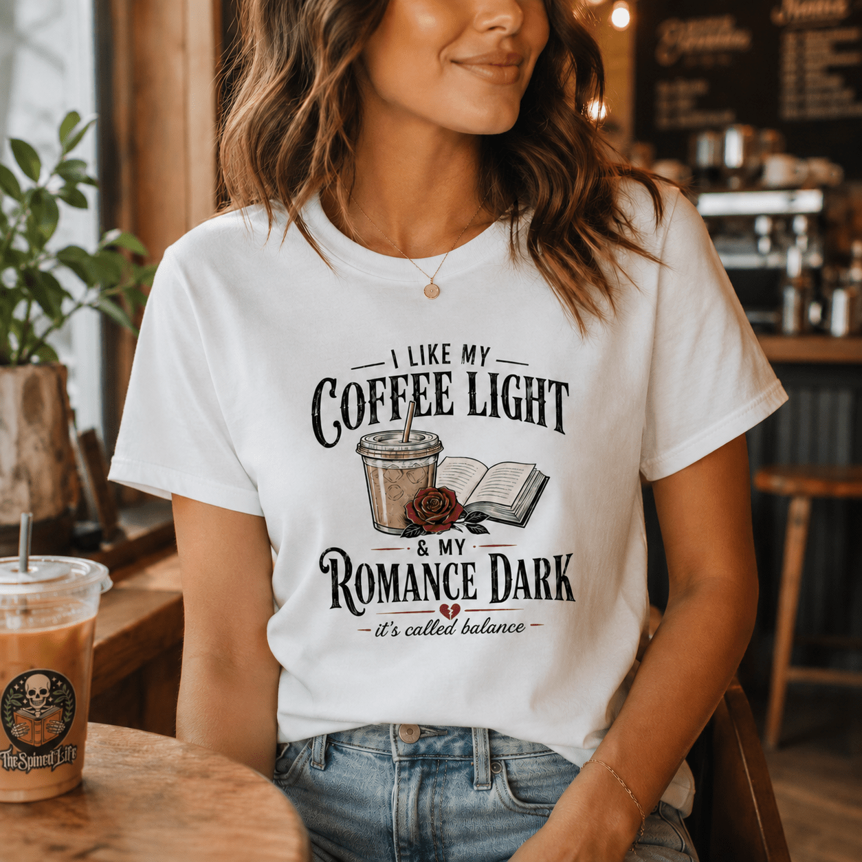 Coffee Light Romance Dark Graphic Tee - T - SHIRT - TheSpinedLife