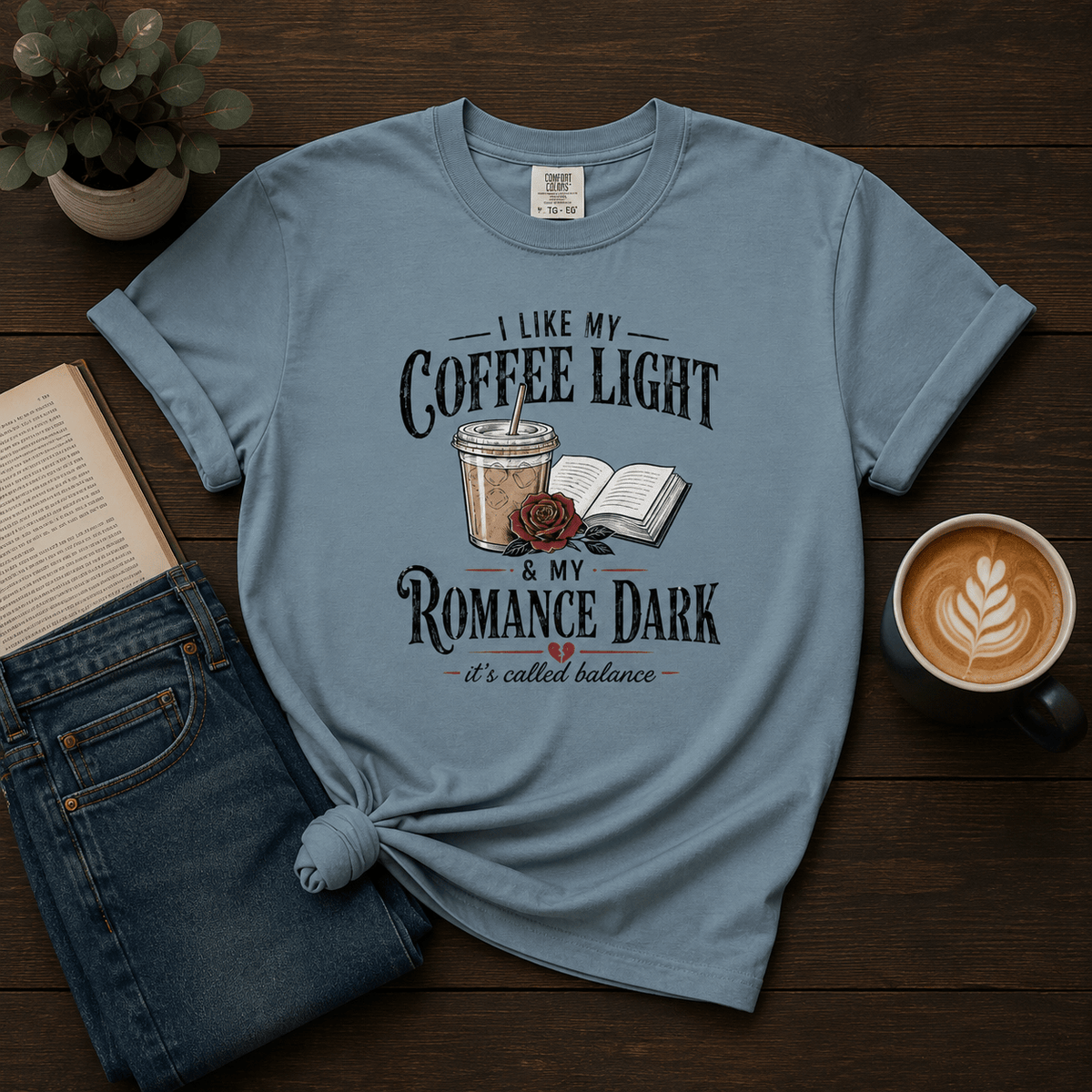 Coffee Light Romance Dark Graphic Tee - T - SHIRT - TheSpinedLife