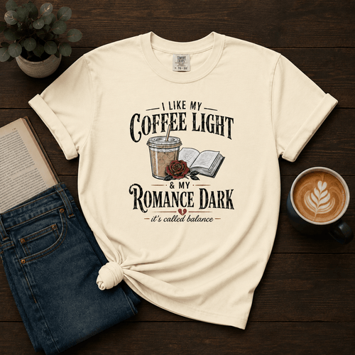Coffee Light Romance Dark Graphic Tee - T - SHIRT - TheSpinedLife
