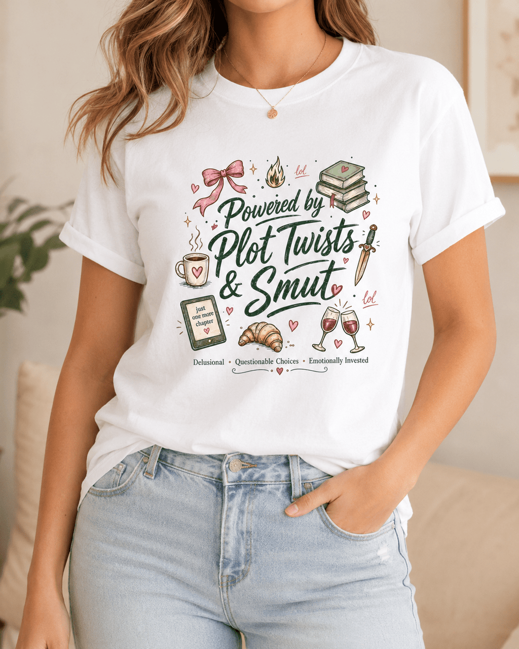 Powered by Plot Twists & Smut Graphic Tee - T - SHIRT - TheSpinedLife