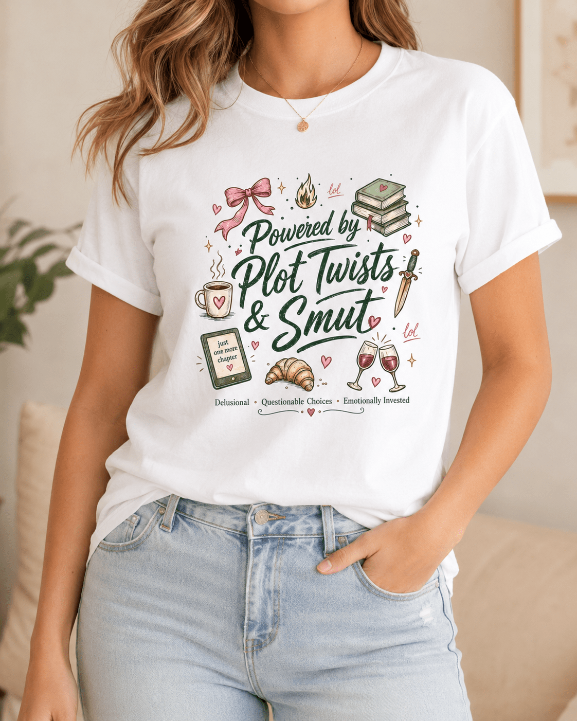 Powered by Plot Twists & Smut Graphic Tee - T - SHIRT - TheSpinedLife