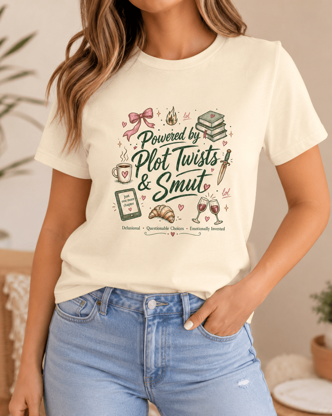 Powered by Plot Twists & Smut Graphic Tee - T - SHIRT - TheSpinedLife