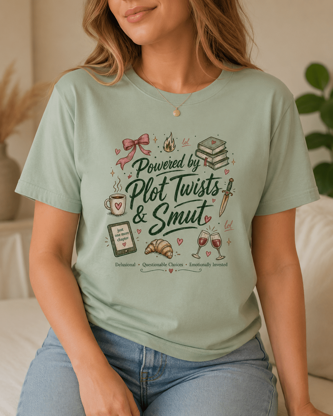 Powered by Plot Twists & Smut Graphic Tee - T - SHIRT - TheSpinedLife