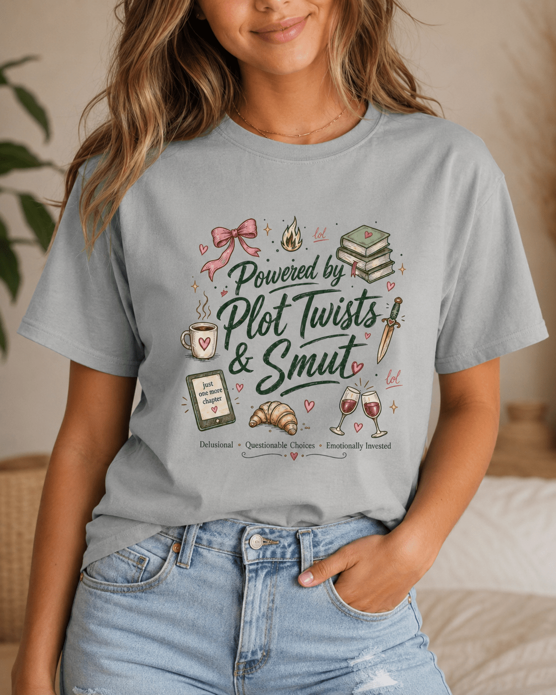 Powered by Plot Twists & Smut Graphic Tee - T - SHIRT - TheSpinedLife