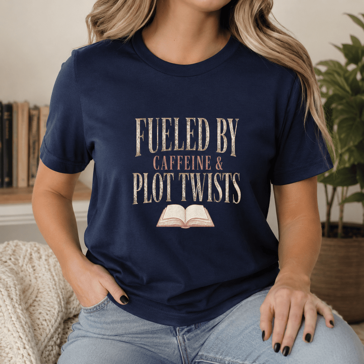 Fueled by Caffeine & Plot Twists Graphic Tee - T - SHIRT - TheSpinedLife