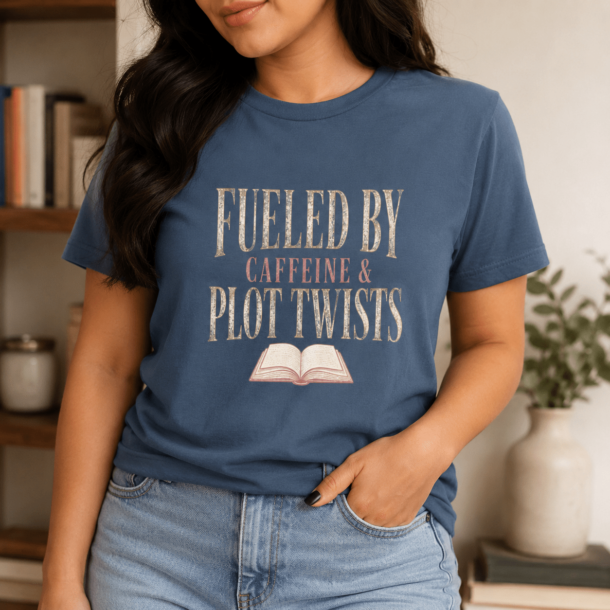 Fueled by Caffeine & Plot Twists Graphic Tee - T - SHIRT - TheSpinedLife