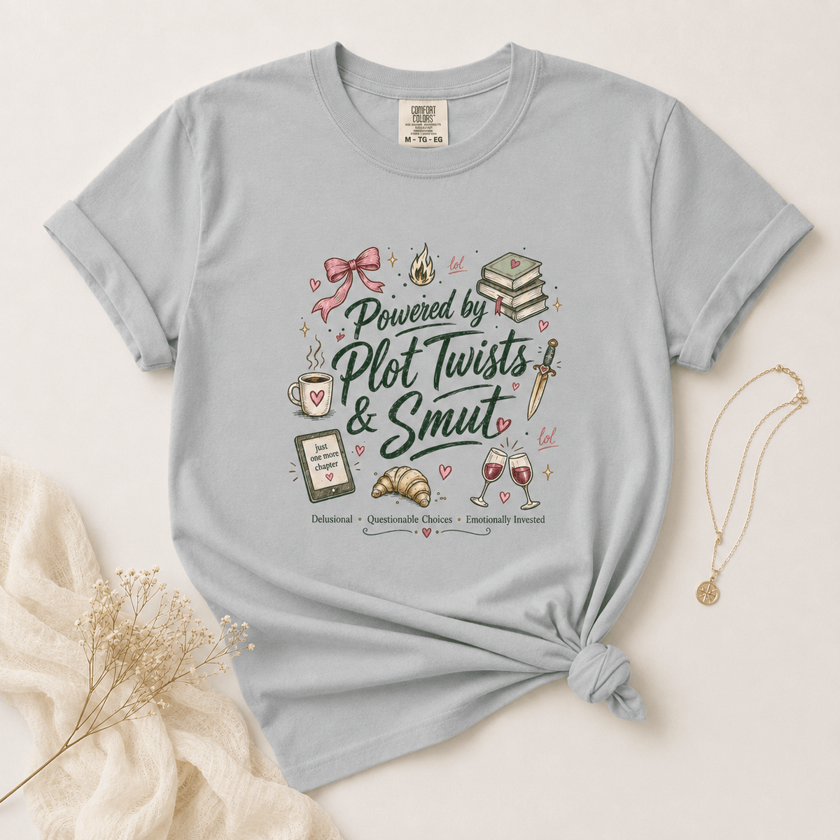 Powered by Plot Twists & Smut Graphic Tee - T - SHIRT - TheSpinedLife