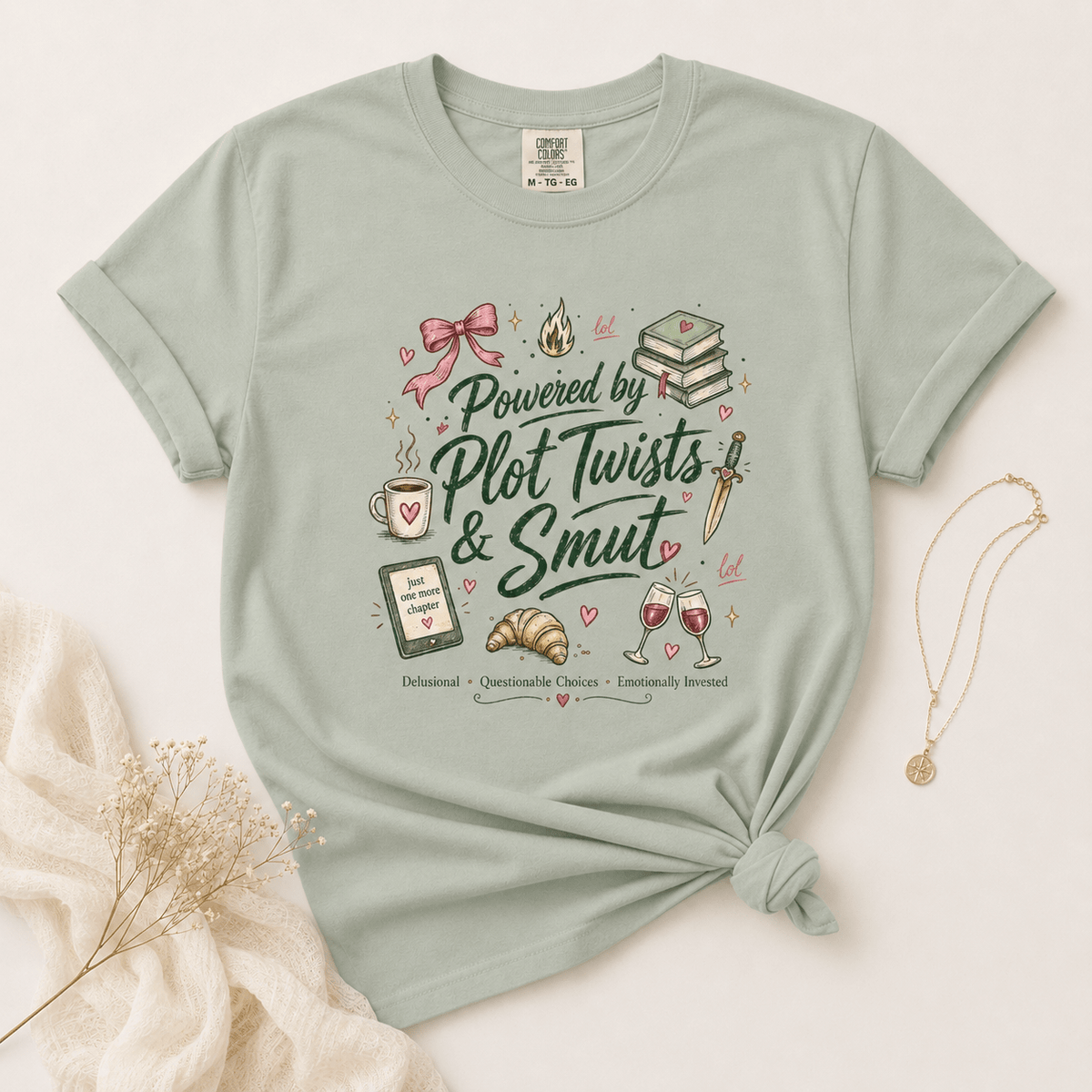 Powered by Plot Twists & Smut Graphic Tee - T - SHIRT - TheSpinedLife