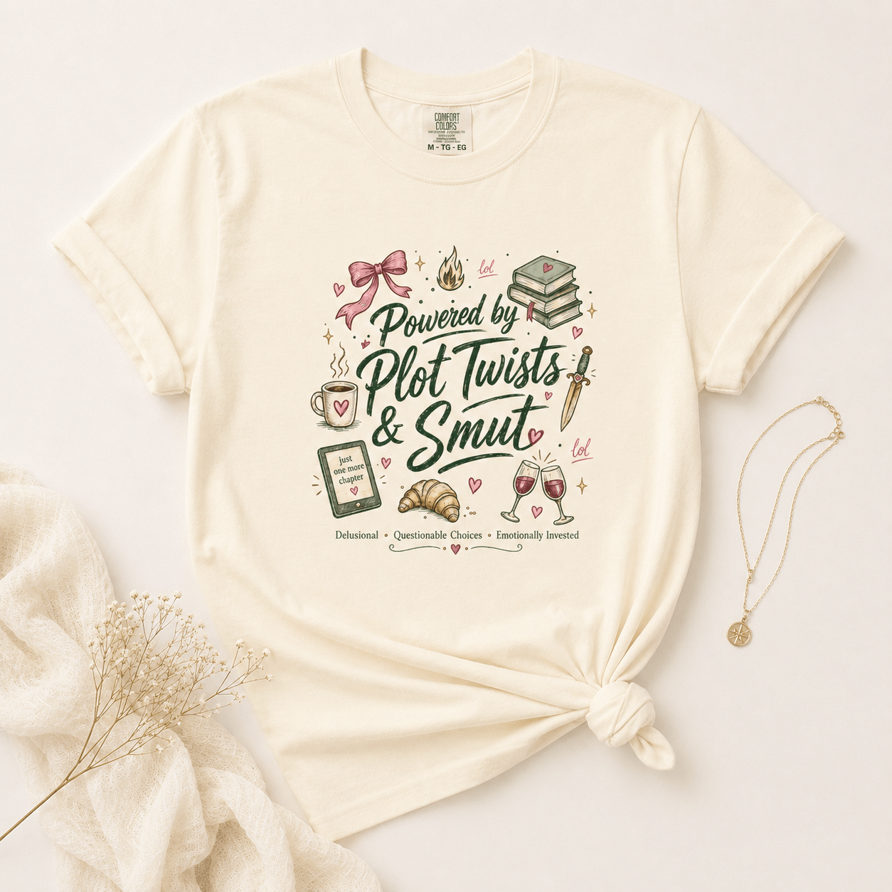 Powered by Plot Twists & Smut Graphic Tee - T - SHIRT - TheSpinedLife