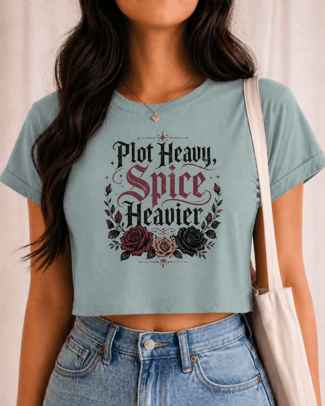 Plot Heavy, Spice Heavier Crop Top - T - SHIRT - TheSpinedLife