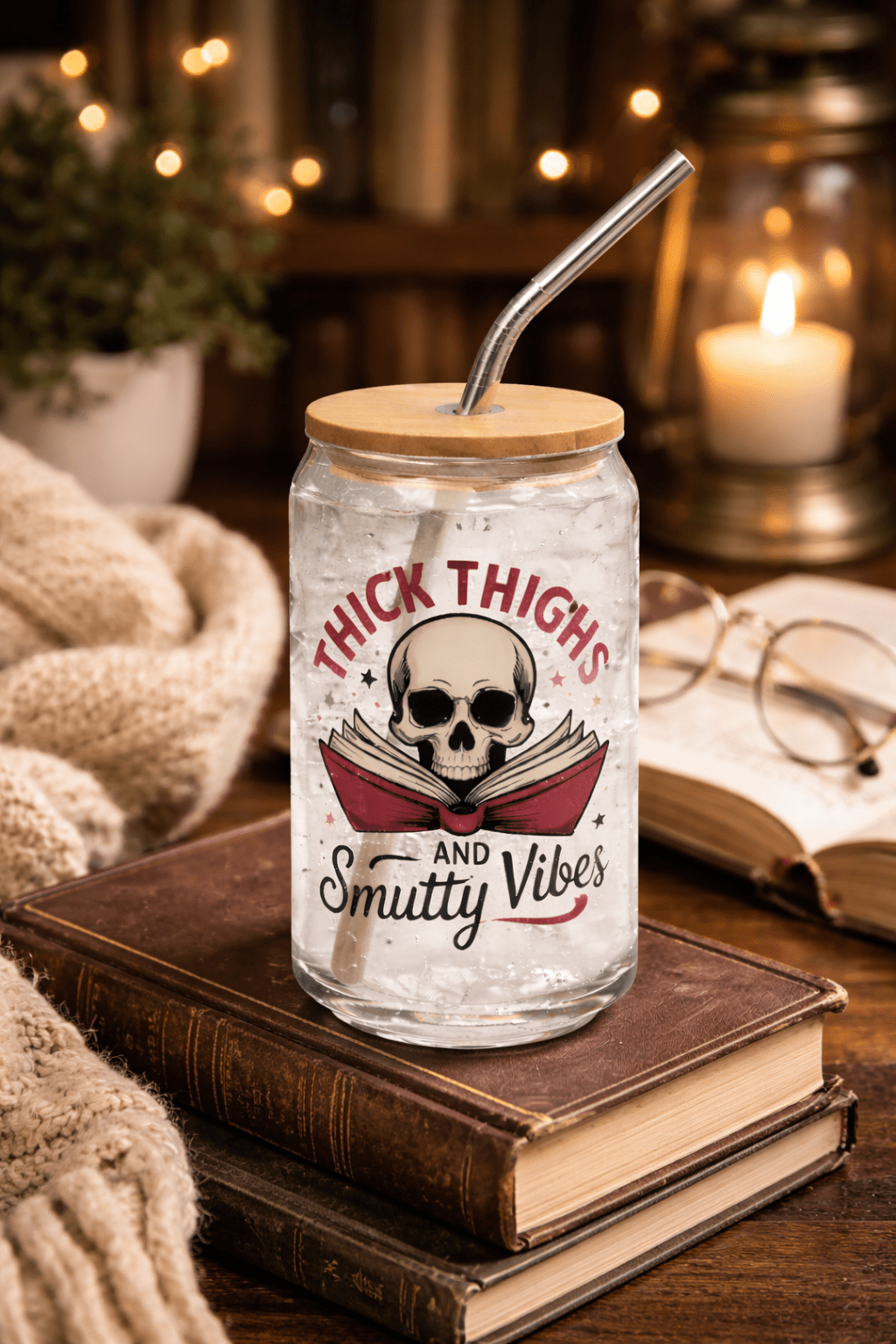 Thick Thighs and Smutty Vibes Glass Can - DRINKWARE - TheSpinedLife