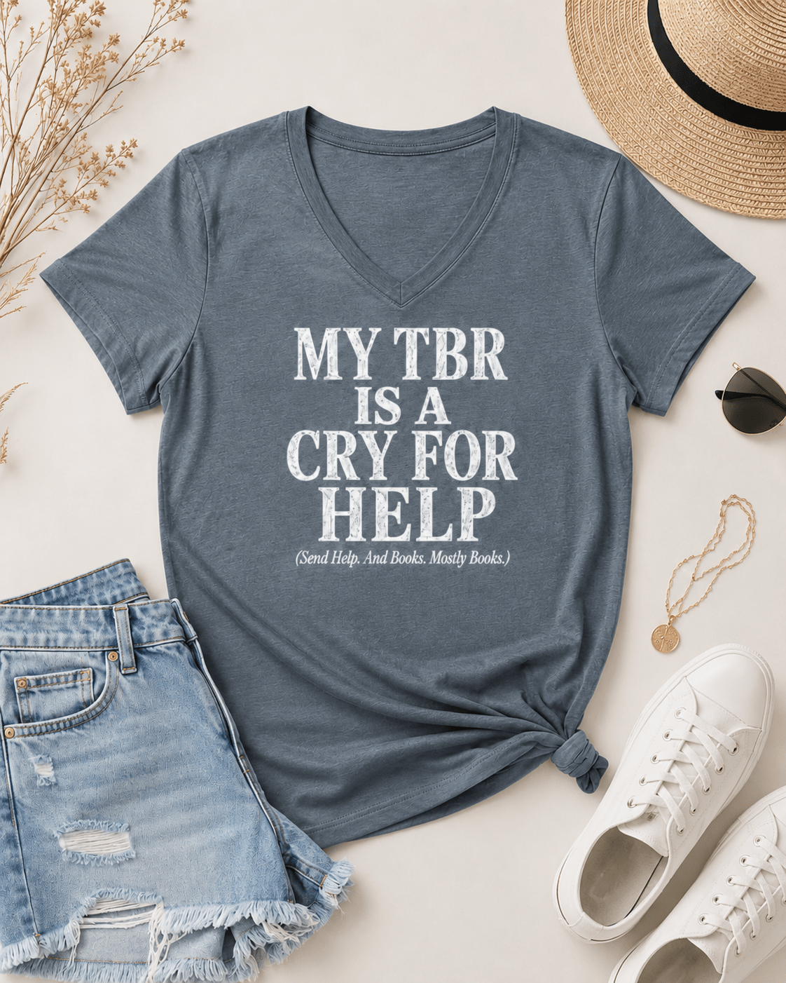 My TBR Is A Cry For Help V-Neck - T-SHIRT - TheSpinedLife