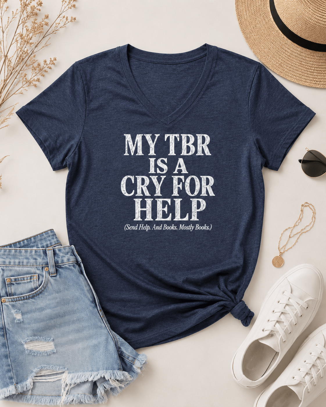 My TBR Is A Cry For Help V-Neck - T-SHIRT - TheSpinedLife