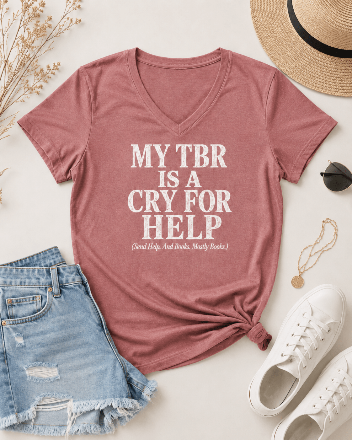My TBR Is A Cry For Help V-Neck - T-SHIRT - TheSpinedLife