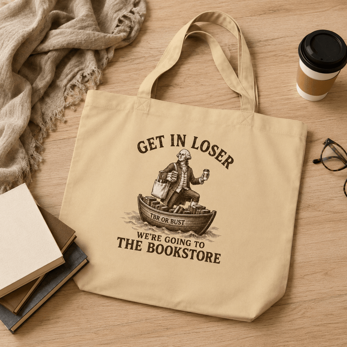 Get In Loser, We're Going to the Bookstore Large Organic Tote - Tote Bag - TheSpinedLife