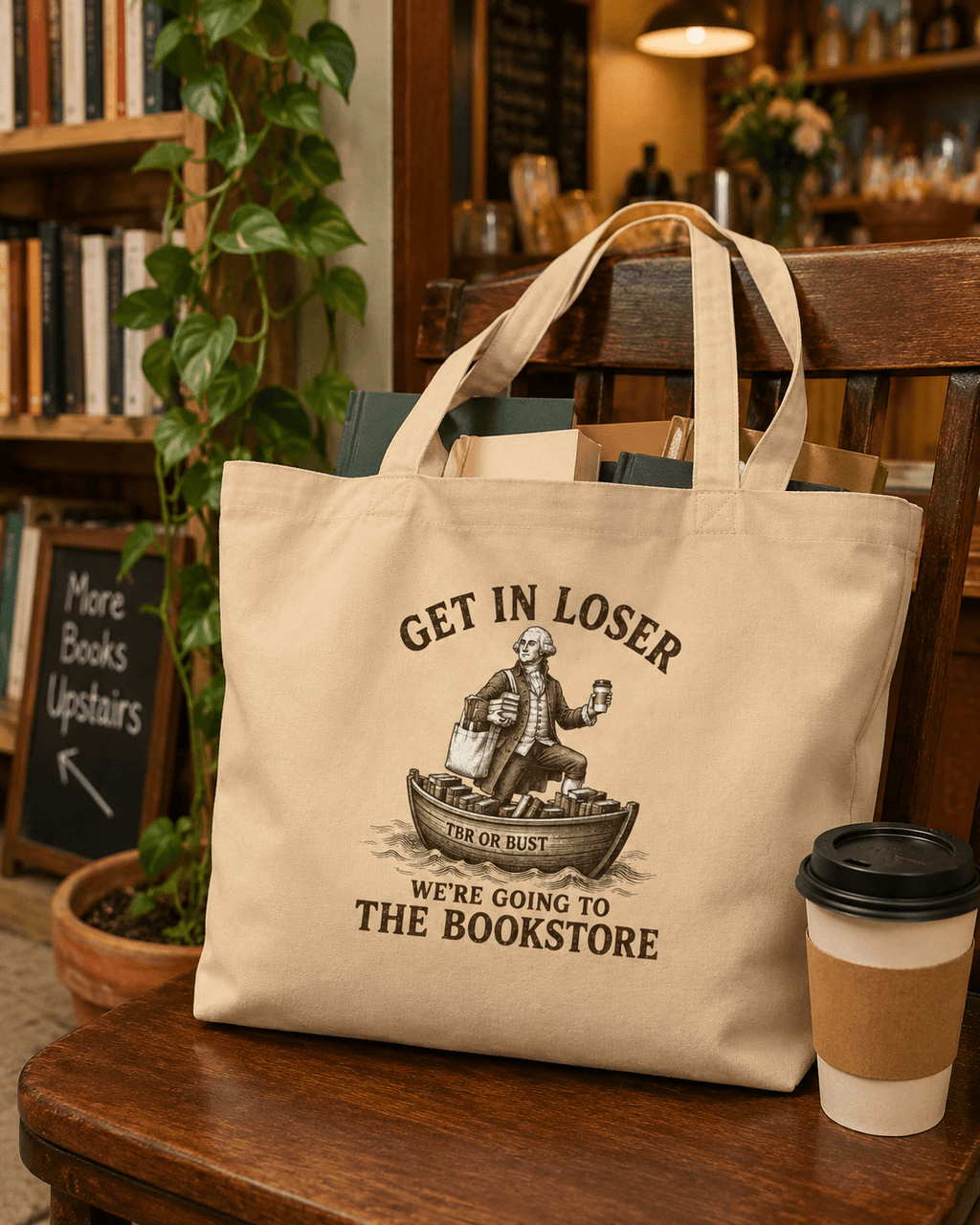 Get In Loser, We're Going to the Bookstore Large Organic Tote - Tote Bag - TheSpinedLife
