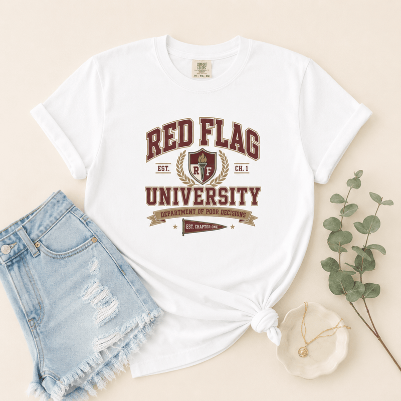 Red Flag University Dark Romance Graphic Tee - T - SHIRT - TheSpinedLife