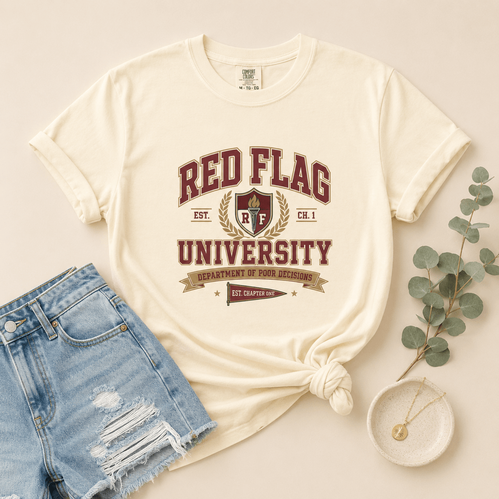 Red Flag University Dark Romance Graphic Tee - T - SHIRT - TheSpinedLife