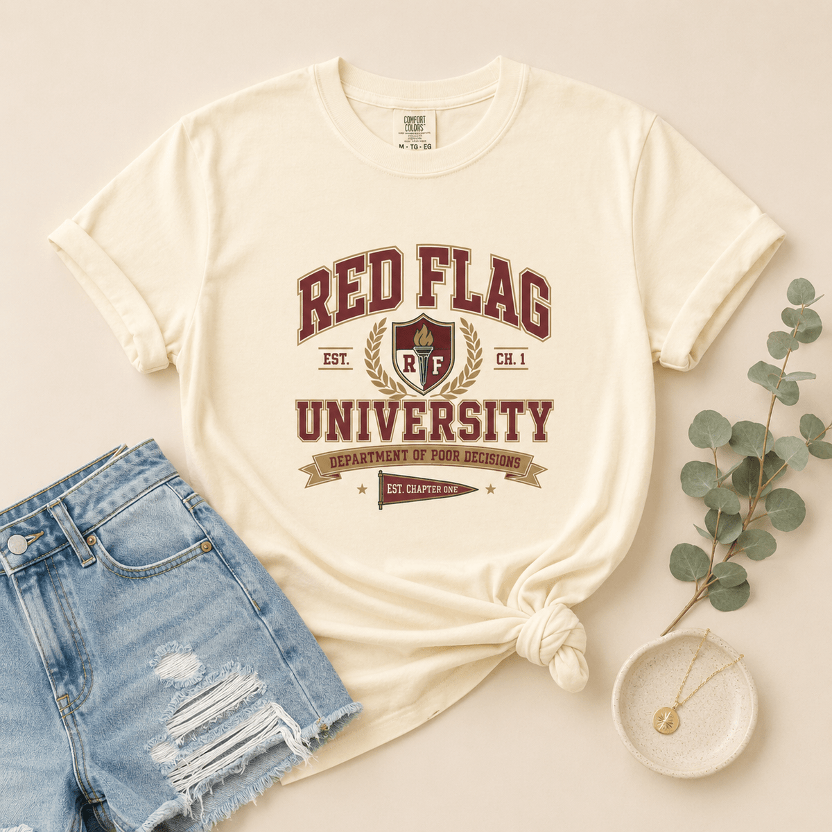 Red Flag University Dark Romance Graphic Tee - T - SHIRT - TheSpinedLife