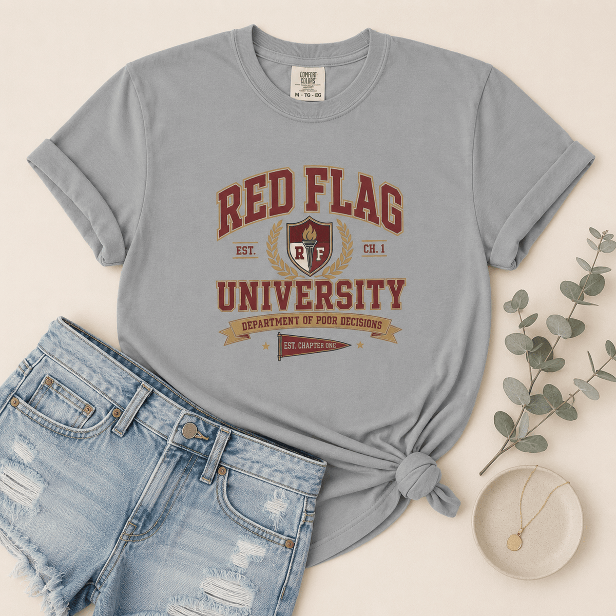 Red Flag University Dark Romance Graphic Tee - T - SHIRT - TheSpinedLife