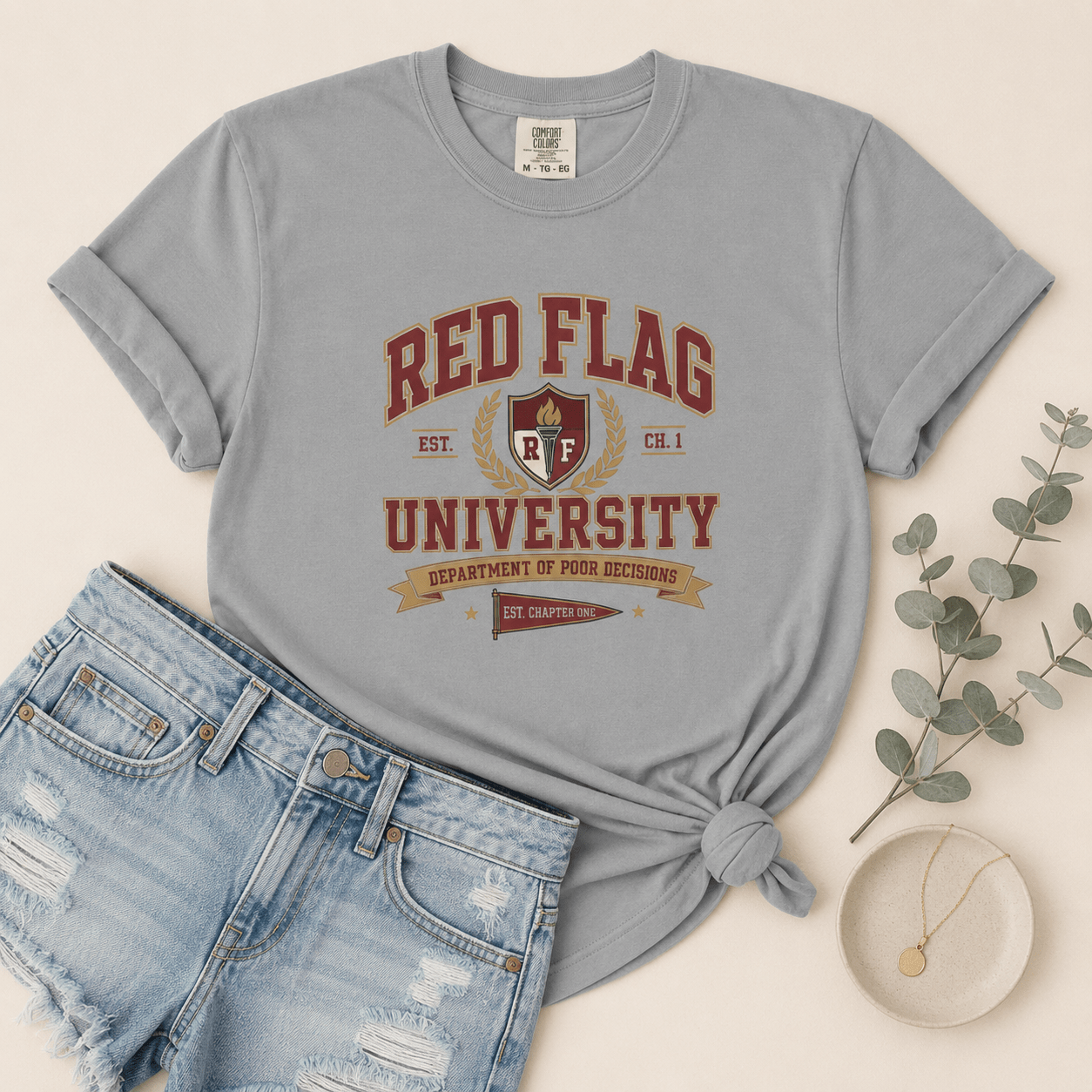 Red Flag University Dark Romance Graphic Tee - T - SHIRT - TheSpinedLife