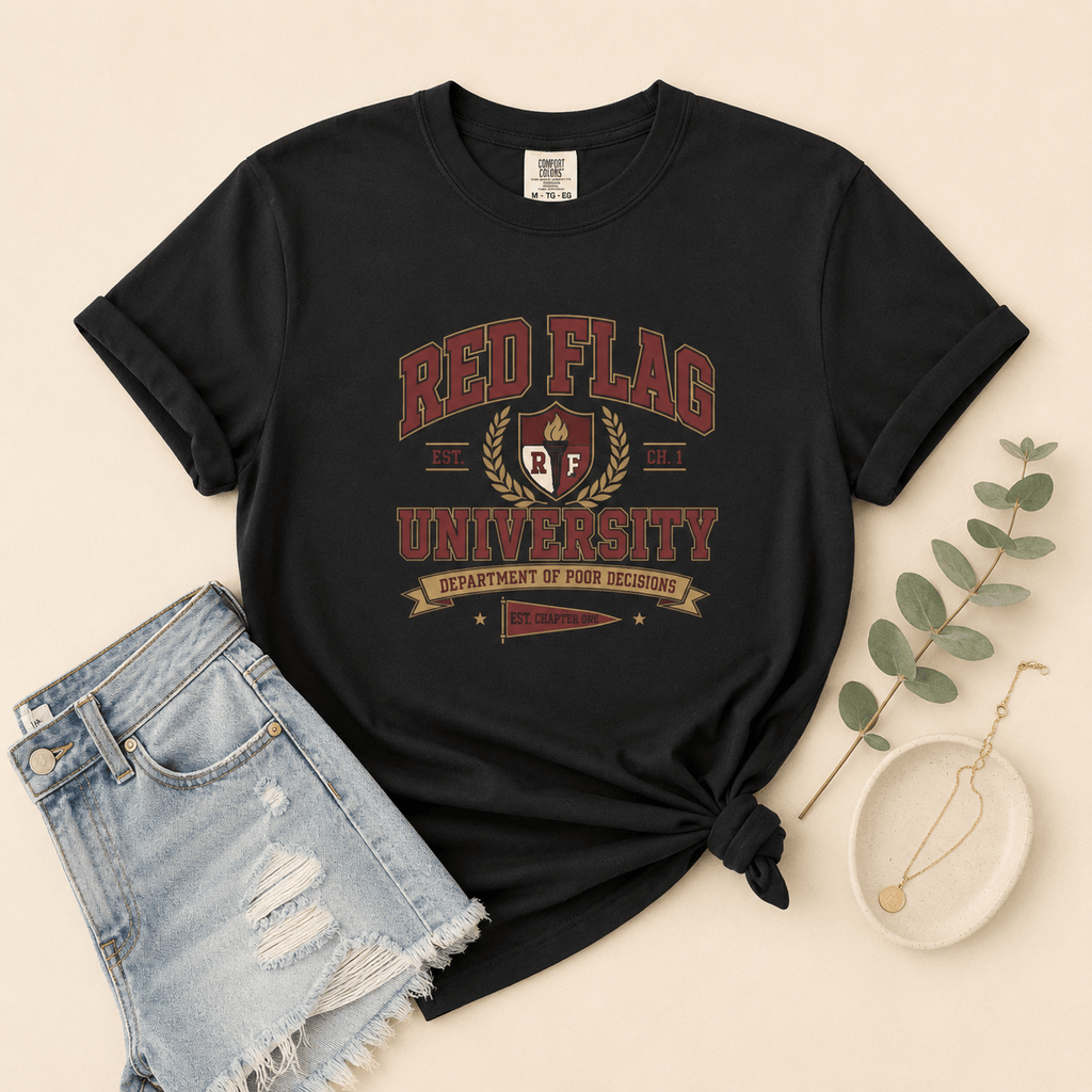 Red Flag University Dark Romance Graphic Tee - T - SHIRT - TheSpinedLife