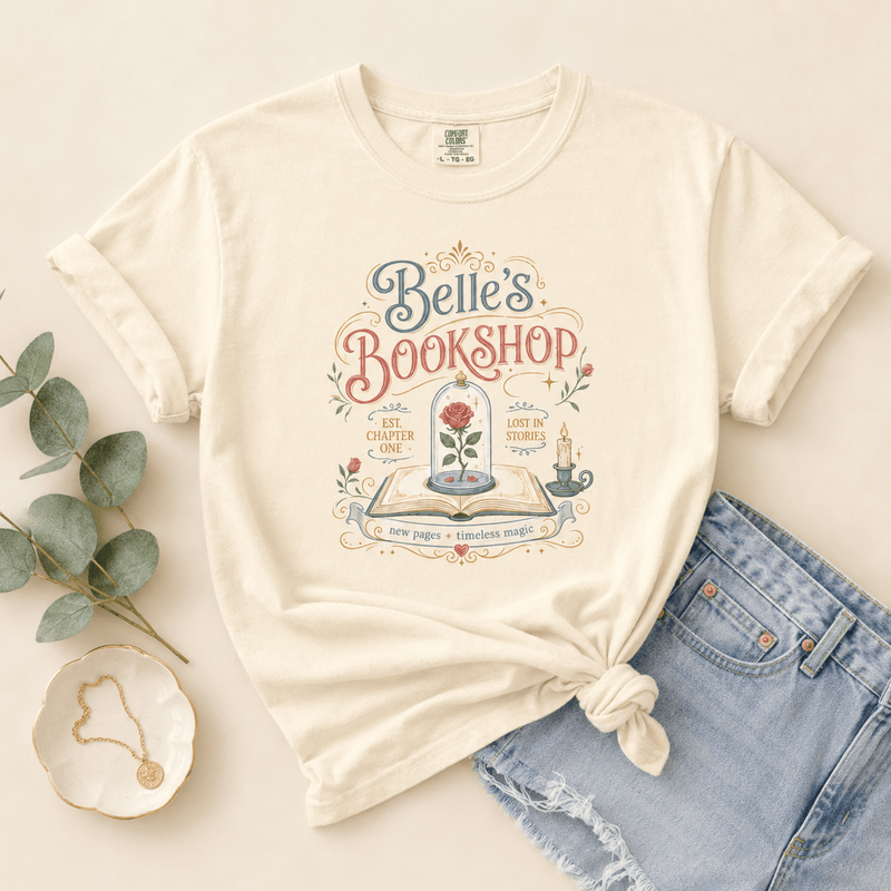 Belle's Bookshop Graphic Tee - T - SHIRT - TheSpinedLife