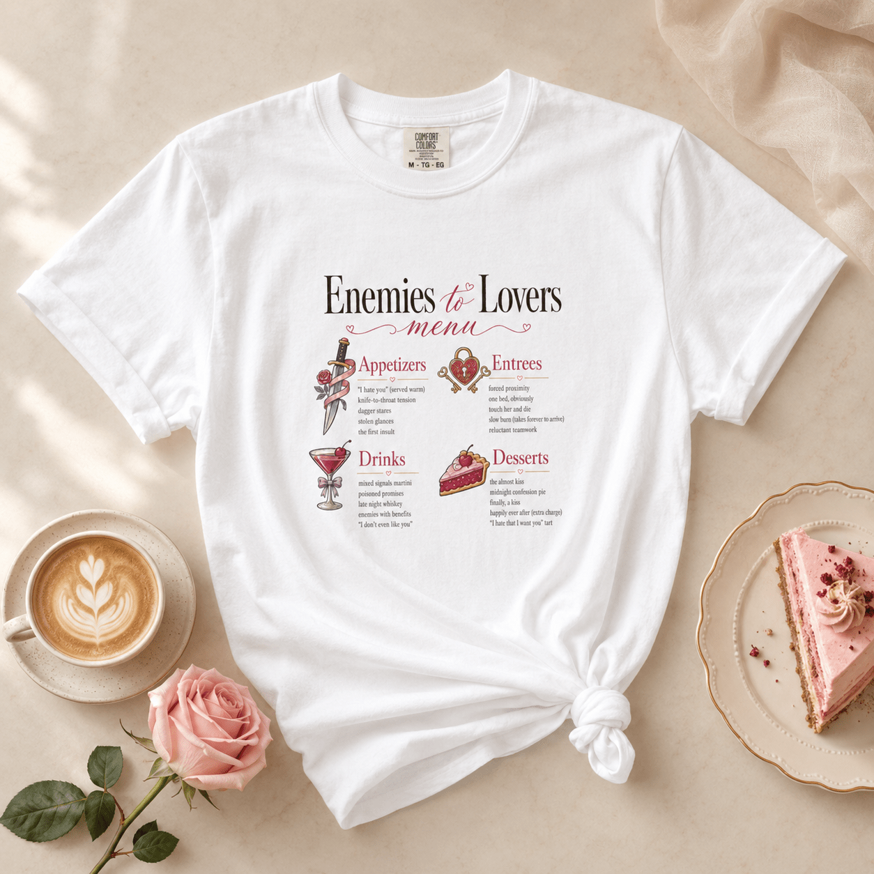 Enemies to Lovers Menu Bookish Graphic Tee - T - SHIRT - TheSpinedLife