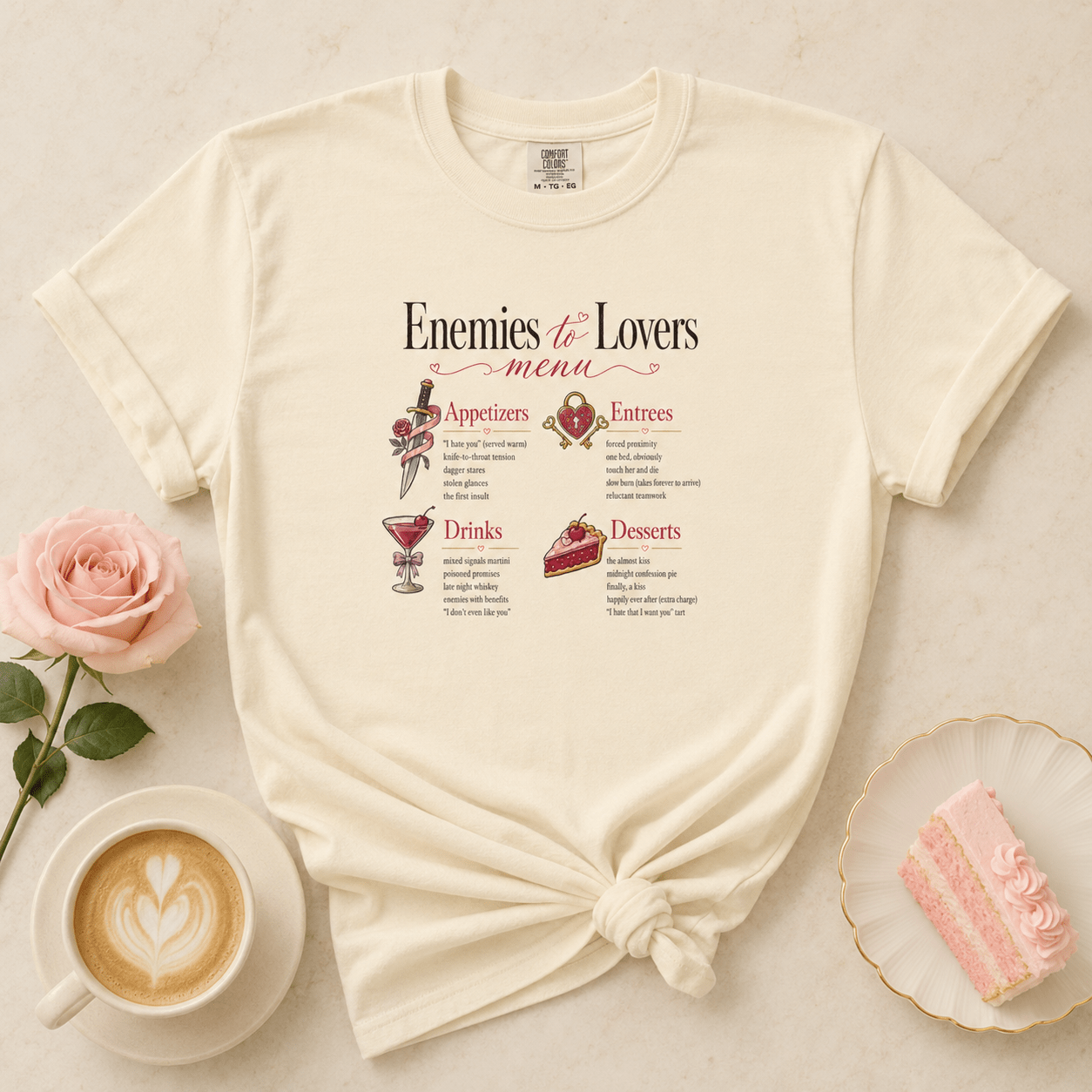 Enemies to Lovers Menu Bookish Graphic Tee - T - SHIRT - TheSpinedLife