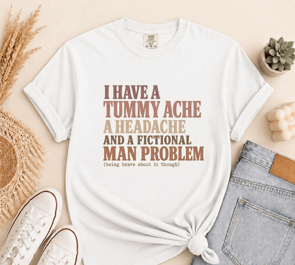 Tummy Ache Headache Fictional Man Problem Tee - T-SHIRT - TheSpinedLife