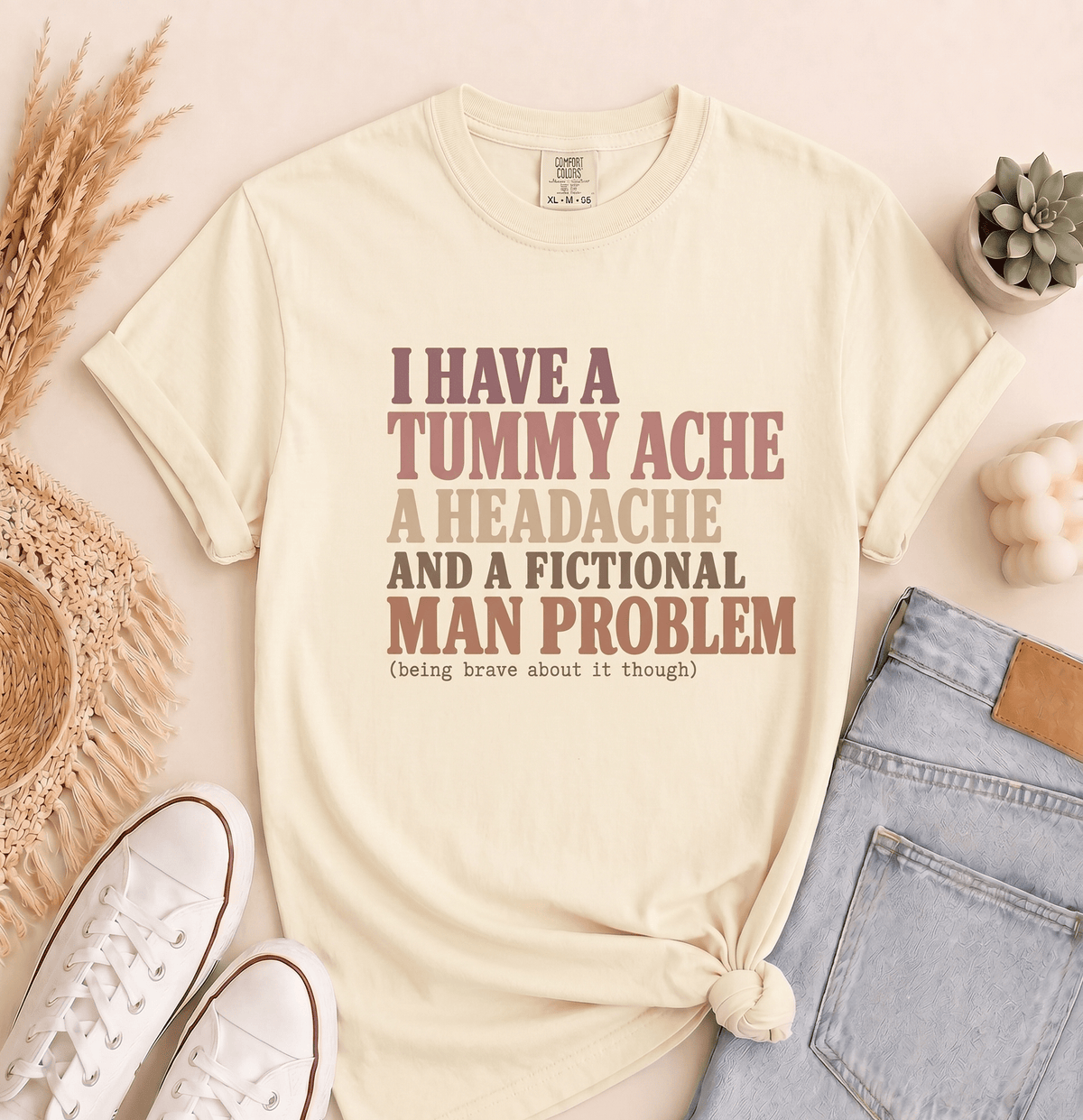 Tummy Ache Headache Fictional Man Problem Tee - T-SHIRT - TheSpinedLife