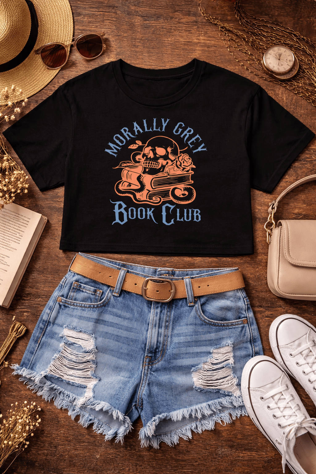 The Morally Grey | Book Club Graphic Crop Top - T - SHIRT - TheSpinedLife