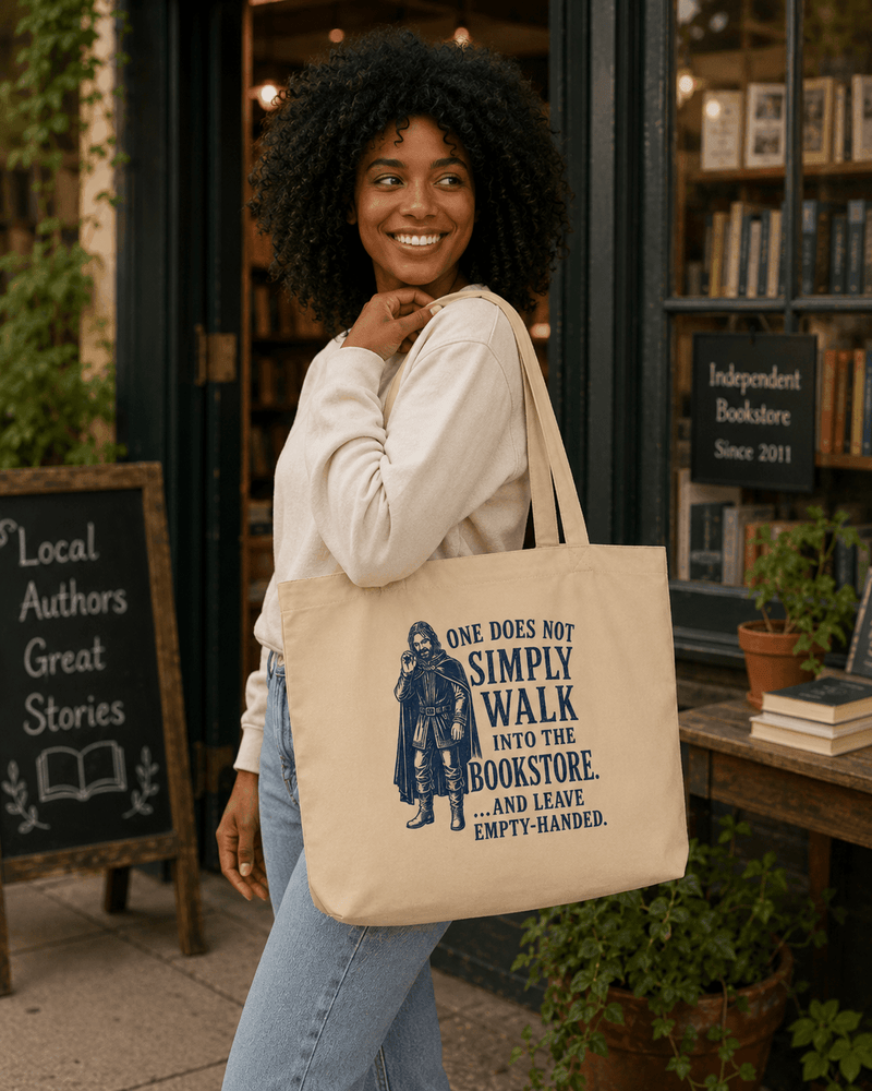 One Does Not Simply Walk Into the Bookstore Large Tote Bag - Tote Bag - TheSpinedLife