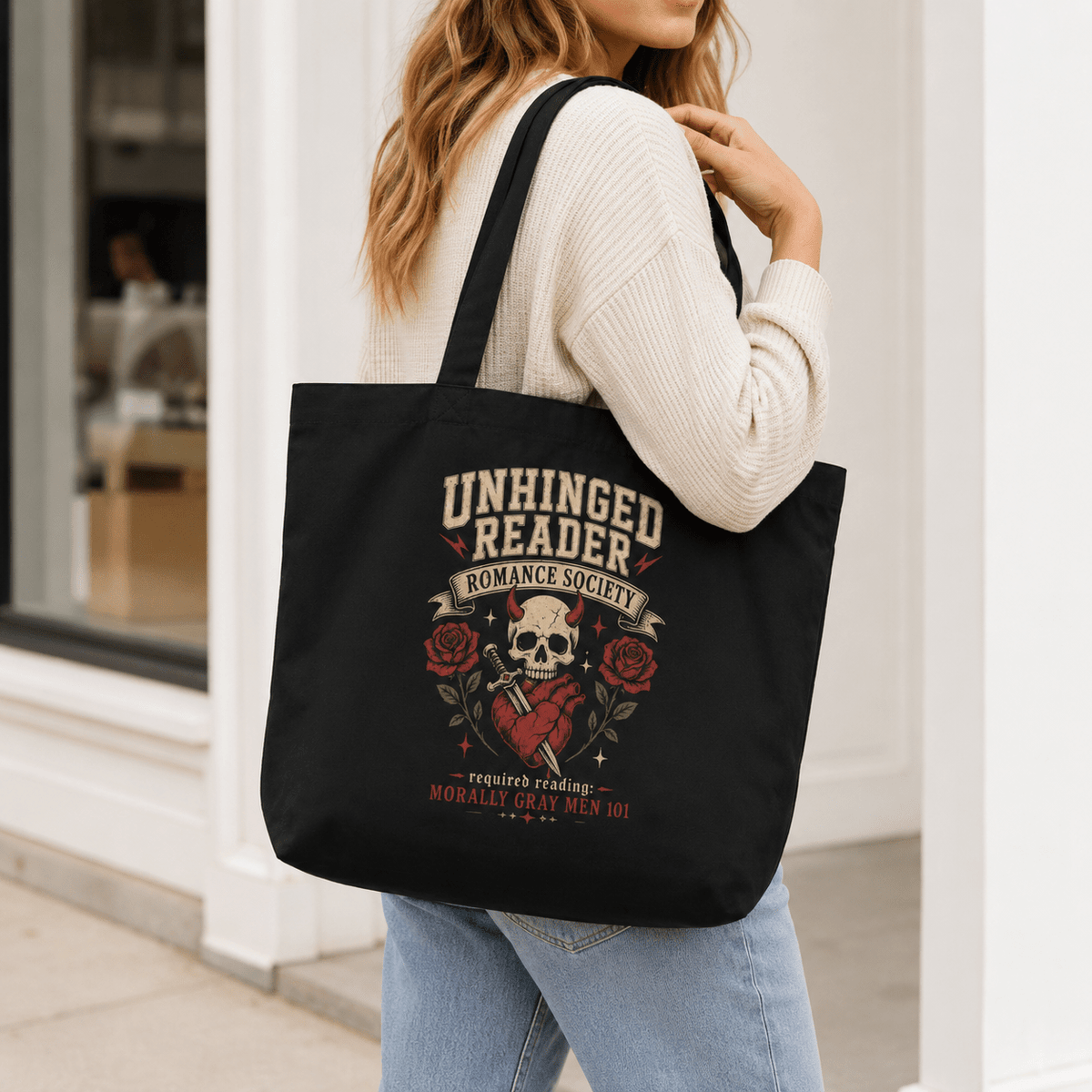 Unhinged Reader Romance Society Large Tote Bag - Tote Bag - TheSpinedLife