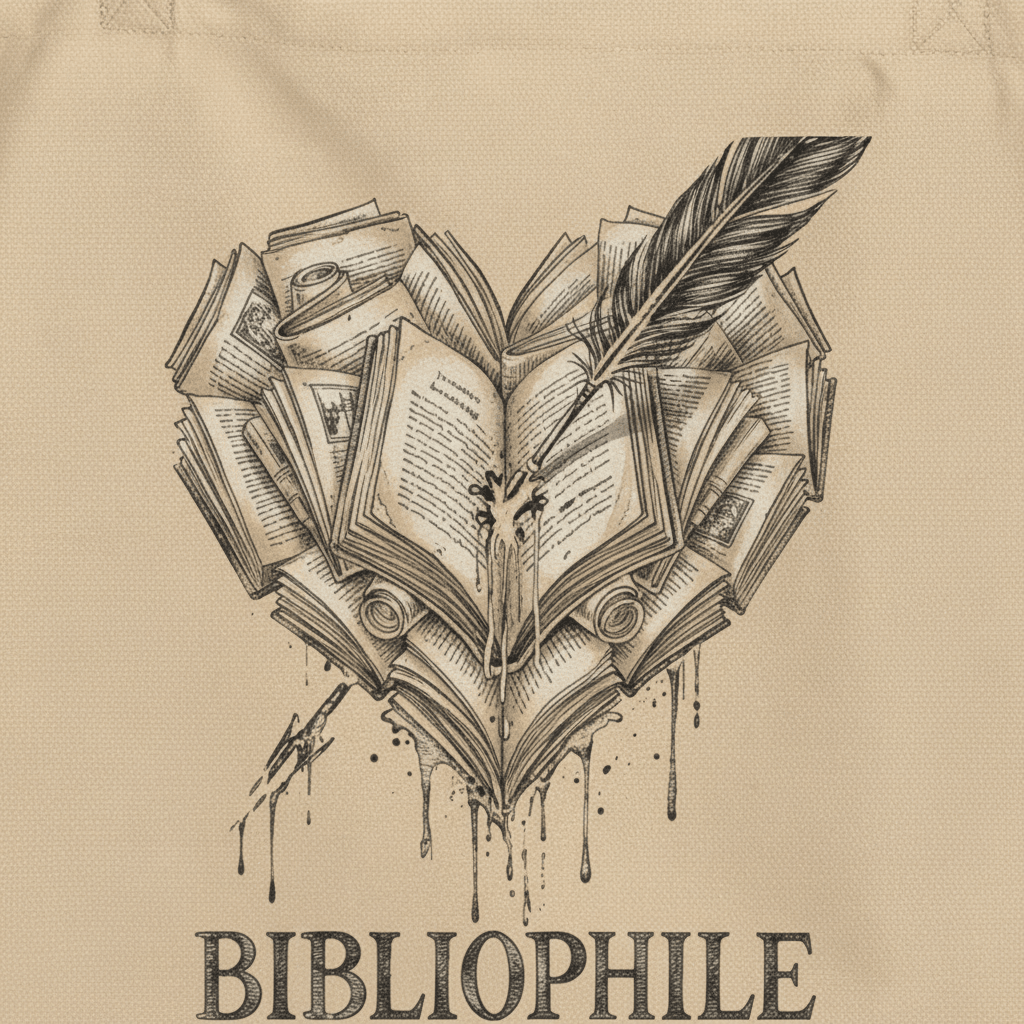 Bibliophile Large Organic Cotton Tote Bag - Tote Bag - TheSpinedLife