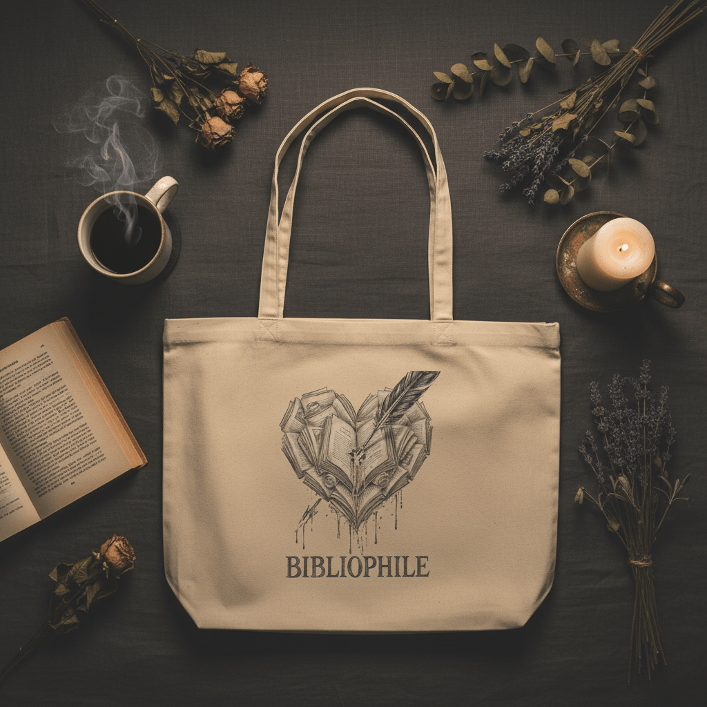Bibliophile Large Organic Cotton Tote Bag - Tote Bag - TheSpinedLife