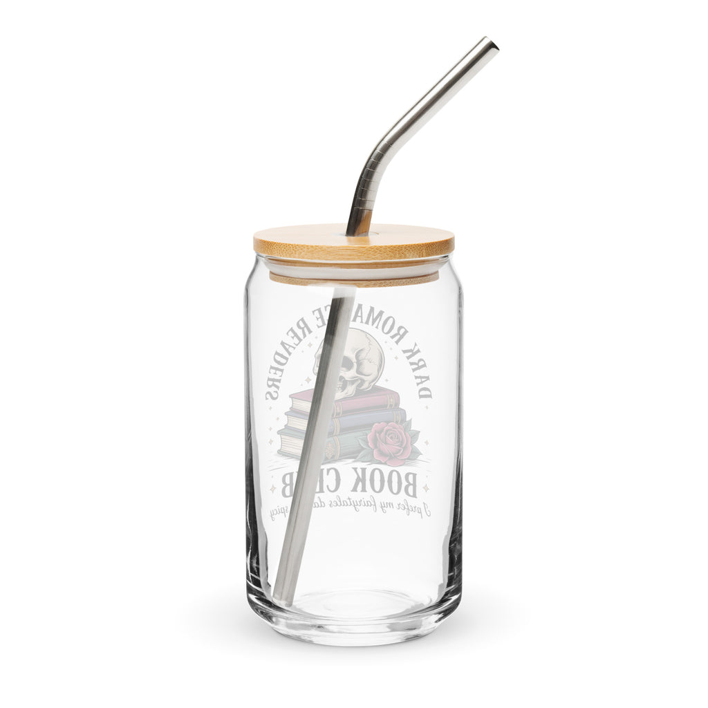 Dark Romance Readers Book Club 16oz Can - Shaped Glass with Bamboo Lid & Straw - DRINKWARE - TheSpinedLife