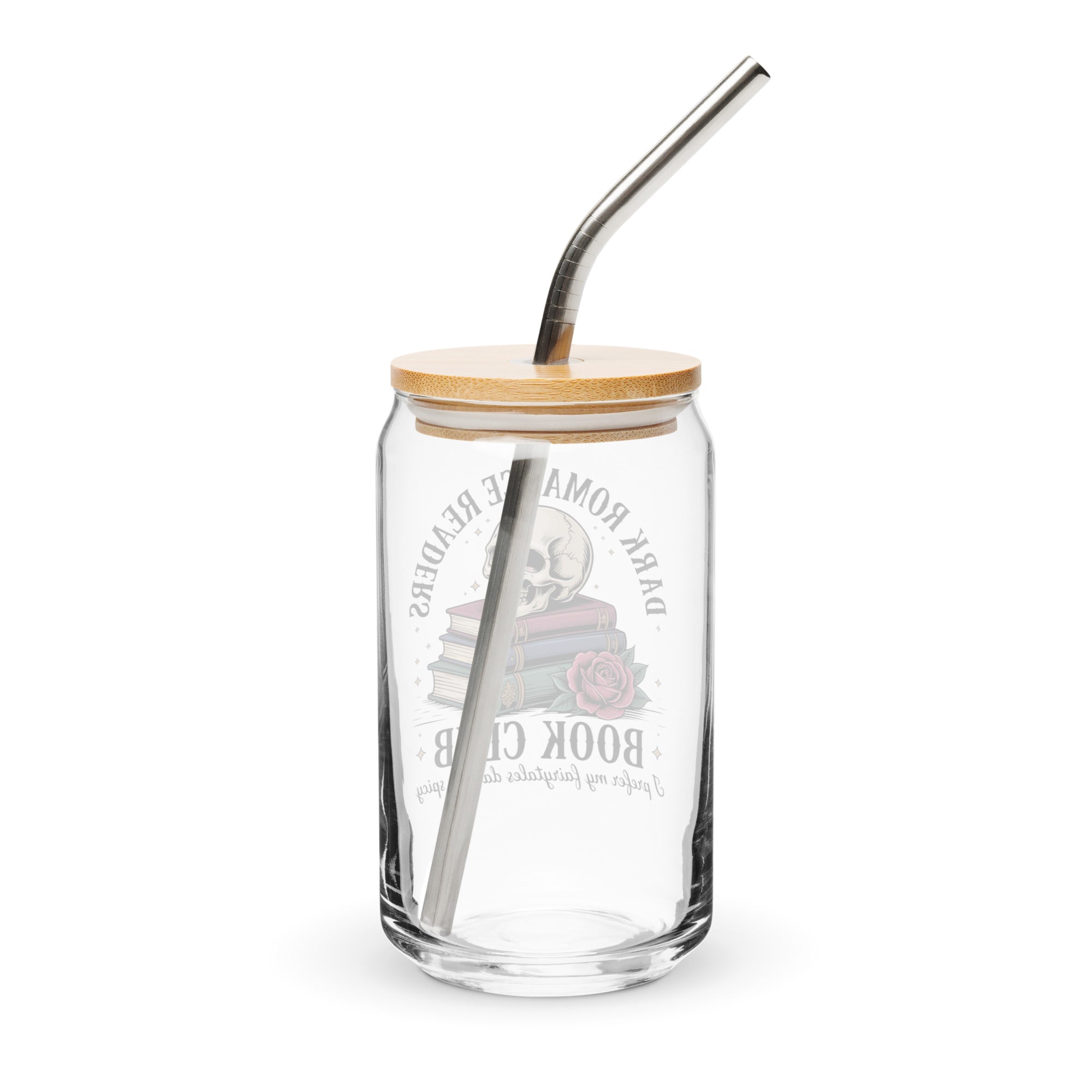 Dark Romance Readers Book Club 16oz Can - Shaped Glass with Bamboo Lid & Straw - DRINKWARE - TheSpinedLife