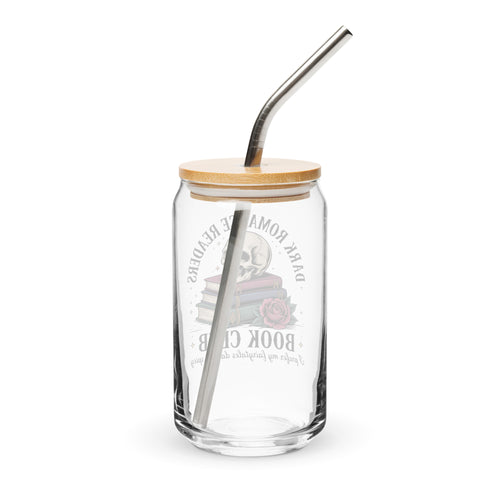 Dark Romance Readers Book Club 16oz Can - Shaped Glass with Bamboo Lid & Straw - DRINKWARE - TheSpinedLife