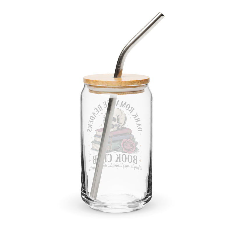 Dark Romance Readers Book Club 16oz Can - Shaped Glass with Bamboo Lid & Straw - DRINKWARE - TheSpinedLife
