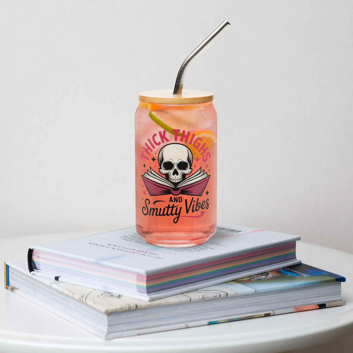 Thick Thighs and Smutty Vibes Glass Can - DRINKWARE - TheSpinedLife