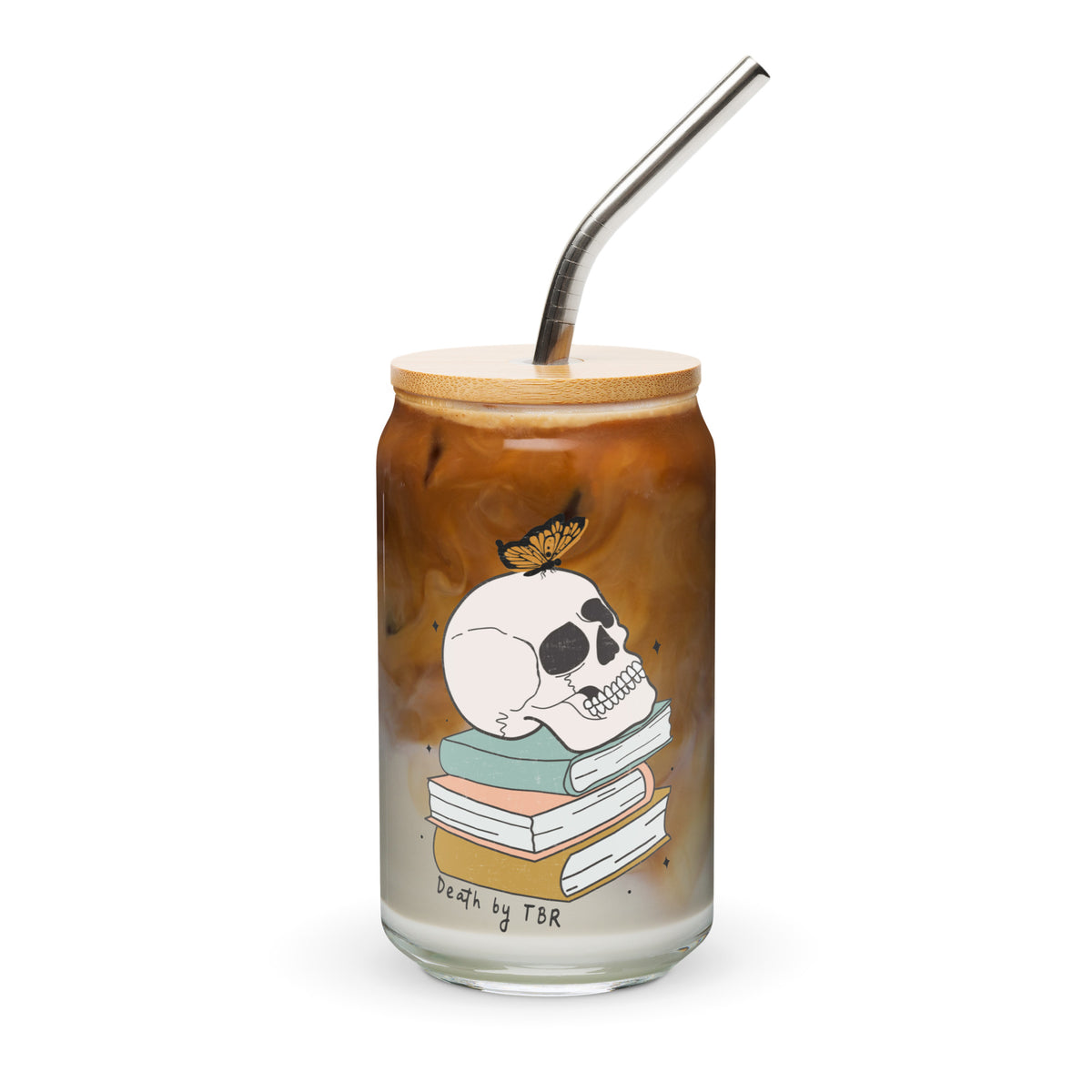 Death by TBR Glass Can Cup with Bamboo Lid & Straw - DRINKWARE - TheSpinedLife